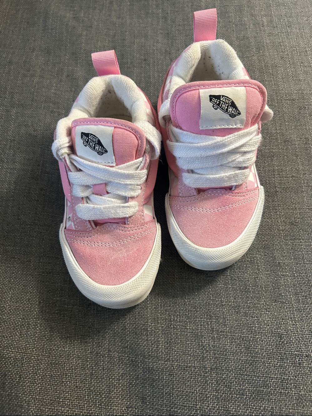 Vans Kids Pink and White Checkerboard Old Skool Sneakers